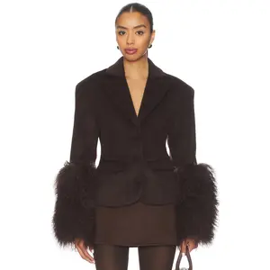 OW Collection Frances Wool Blazer in Chocolate Brown