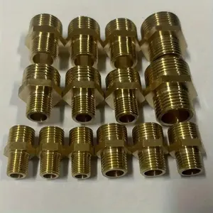 14-Piece Brass Hex Coupling Set for Garden Hoses and Pneumatic Tools, Durable Metal Connectors, Corrosion Resistant and Weatherproof, Hose Couplings