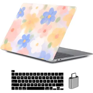 LanBaiLan Compatible for MacBook 13 inch with Touch Bar 2022 2021 2020 2019 2018 2017 2016 Release M1 M2 A2338 A2289 A2251 A2159 A1989 A1706 A1708 Protective Case  Keyboard Cover, Paint Flower