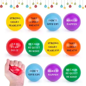 12PCS Motivational Stress Balls, 2-Inch Foam Squeeze Toys with Positive Quotes for Kids & Adults, Anxiety and Stress Relief