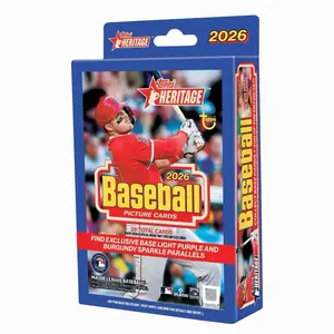 (1) Hanger Box of Heritage 2026 Baseball Picture Cards - 25 Total Cards with Exclusive Base Light Purple and Burgundy Sparkle Parallels
