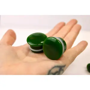 Green Jade Single Flare Stone Plugs 3mm-25mm