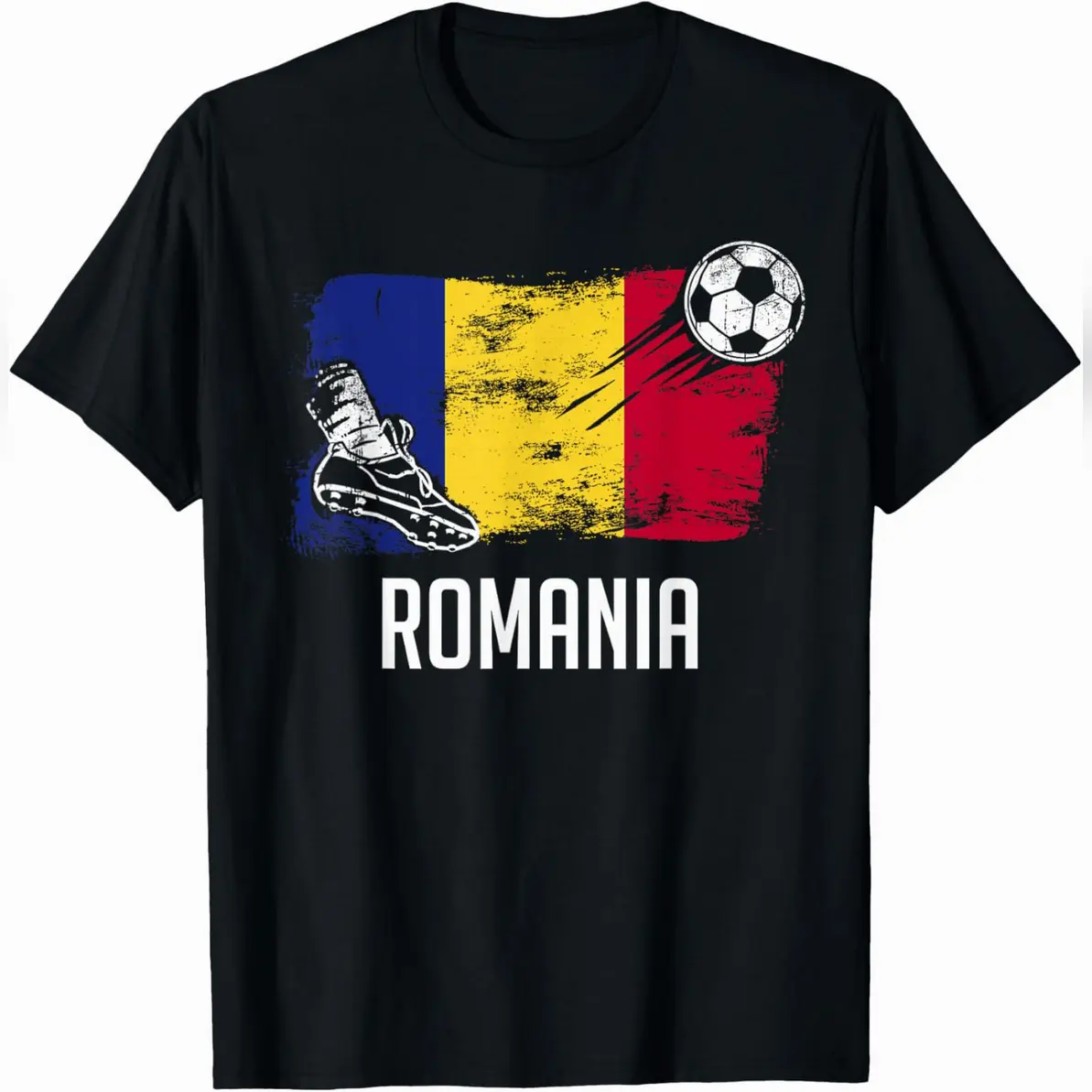 Men's Romania Flag Short-Sleeve Round Neck Top, Unisex Romanian Soccer Team Streetwear T-Shirt for Women, Casual Tee