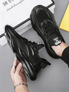 Korean Style Breathable Mesh Men's Shoes, Spring Trendy Casual Sports Sneakers, Retro Height Increasing Dad Shoes