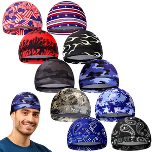 10 Pcs Men Skull Caps Cooling Welding Hard Helmet Liner Cycling Skull Caps Wicking Beanie Do Rag Head Wrap for Men Hat Exercise
