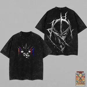 Shredder - Turtles Ninja Double Printed Oversize Lightweight Acid Washed Tee TV Show Graphic Top Cotton Gift T-Shirt For Comic Lover, Gift T-Shirt For Movie Lover washed streetwear