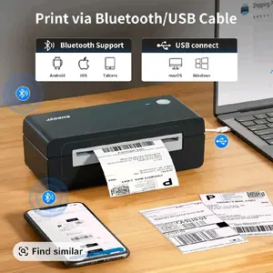 JADENS Bluetooth Wireless Thermal Shipping Label Printer, Compatible with iOS, Android, Windows, Mac, Chromebook, Ideal for Etsy, eBay, Shopify