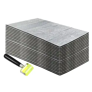 15-90Pcs Car Thermal Insulation Sound Deadener Mat with Roller Tool, High Density Sound Deadening Pad, Universal Hood Firewall Door Trunk Heat Shield Insulation Mat, Fire-Resistant High Temp Noise Reduction Shock Absorption Mat for Cars Trucks SUVs Vans