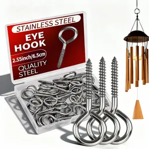 304 Stainless Steel Eye Hook Screws, 20/40 Pack 2.55 Inch Rustproof Self-Tapping Indoor/outdoor Cable Hangings