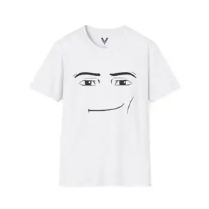 Minimalist Sarcastic Expression Roblox Man Face T-Shirt Unisex Casual Graphic Tee with Internet Humor White Short Sleeve Streetwear