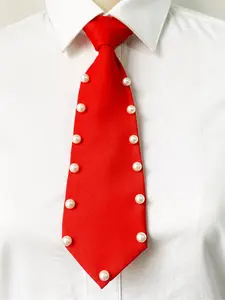 Solid Color Tie with Beads /Rhinestone Decor, Fashionable Necktie for Women & Men, Casual Versatile Accessories for Daily Wear, Uniform, Performance, Plain Ties, Casual Elegant Tie