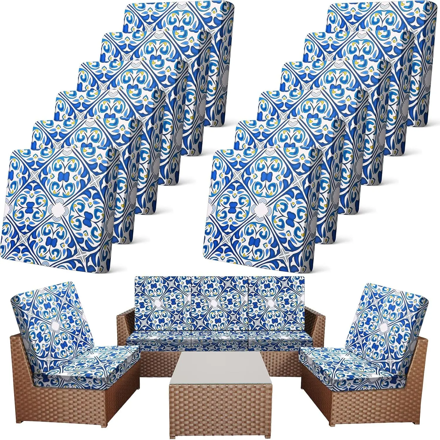 12 Pcs Blue Azulejo