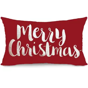 1pc, Contemporary Christmas Throw Pillow Cover, Single Sided Merry Christmas Print, Polyester, Decorative Sofa Cushion Case for Various Room Types, Single-sided Printing Without Pillow Core