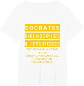 Men's Short-Sleeve Cotton T-Shirt - Unisex Relaxed-Fit, Breathable, Socrates Philosophies Rap Print, Minimalist Hip Hop Lifestyle Casual Top