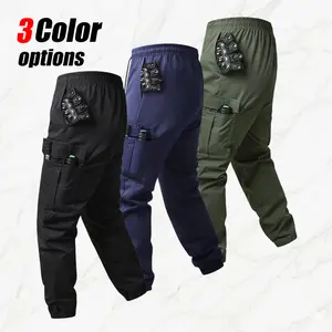 Pack of 3. Men’s combat cargo pants — elastic waistband, multiple pockets; suitable for hiking and everyday wear; durable and comfortable; outdoor casual cargo pants.Summervibes