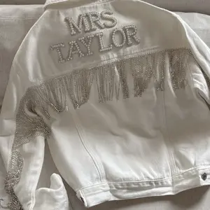 Custom Bride Rhinestone Fringe Jacket Embellishment for Wedding