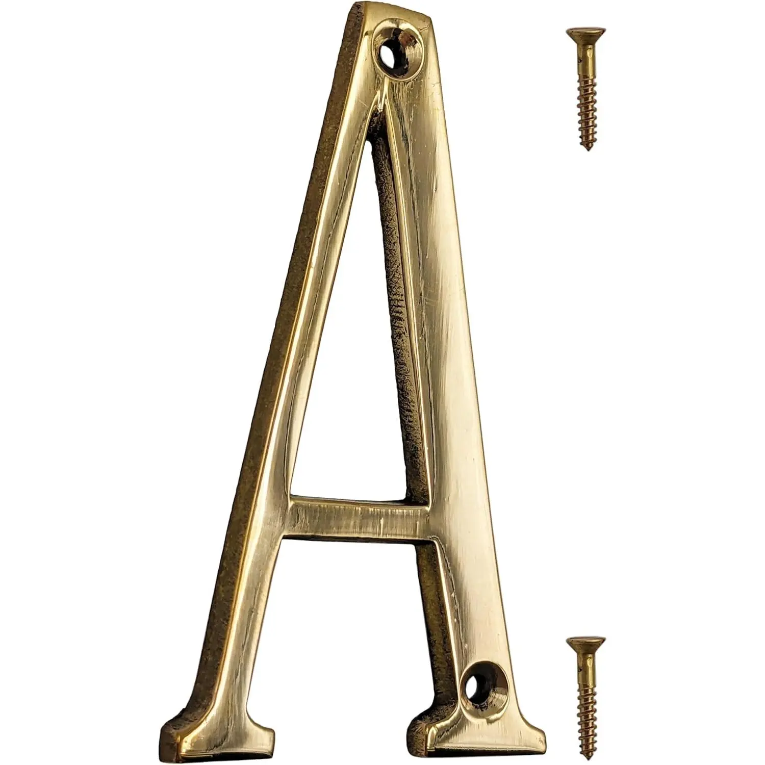 4-inch House Letter "A" with Mounting Screws, Polished Brass, Shiny Gold Color, Suitable for Mailbox, Home, Apartment, Hotel etc - SciencePurchase
