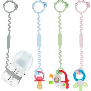 Toy Straps, Silicone Toy Straps for Stroller, Toy Safety Straps, Sippy Cup Straps, Adjustable Toy Holder for Stroller, High Chair - BPA Free (B-4 Pack-Multi)
