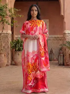 Women's Floral Print Robe Set, Spring Summer Casual Loose Fit, Long Shawl Scarf, Beach Sun Protection Satin Silk Wrap, Swimsuit Cover Up, Beach Outdoor Wear, Beach Cover Ups