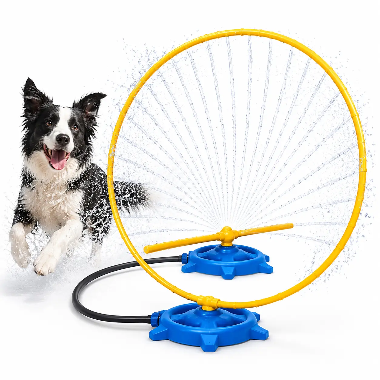 Dog Sprinkler Toy for Outdoor Play, 360° Rotating Water Wheel Pet Splash Toy for Backyard Summer Cooling