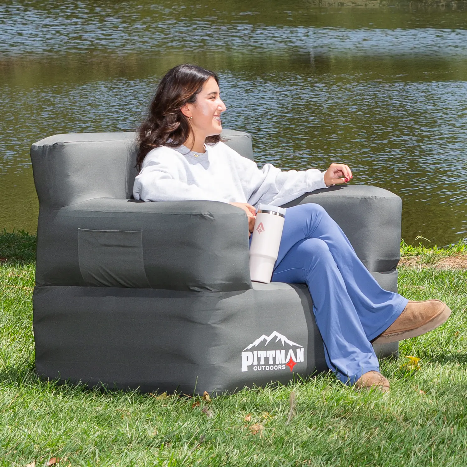 Portable Inflatable Lounge Chair with Built-in Air Pump for Camping, Beach, Tailgating & Home | Pittman Outdoors