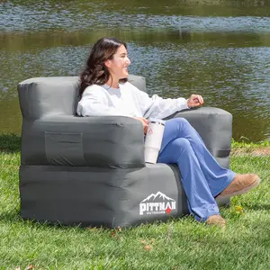 Pittman Outdoors Inflatable Chair with Built-in Pump – Beach, Camping, Dorm Room or Sporting Events - Portable Air Chair