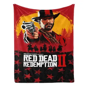 Red Dead Redemption 2 Arthur Morgan Ultra-Soft Fleece Throw Blanket, RDR2 Cowboy Game Print, Cowboy Western & Western Retro Blankets, Ideal for Bed/Sofa, Christmas/Birthday Gift for Gamers, Cowboy Western Blankets