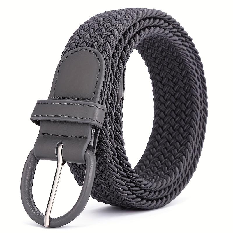 1pc Unisex Elastic Braided Belt with Classic Pin Buckle - Black, Blue & White Houndstooth, Navy Blue, Light Blue & White, Orange & White Striped Designs for Casual, Jeans, and Casual Attire, Sporty Belt | Stylish Belt | Durable Buckle, Belt