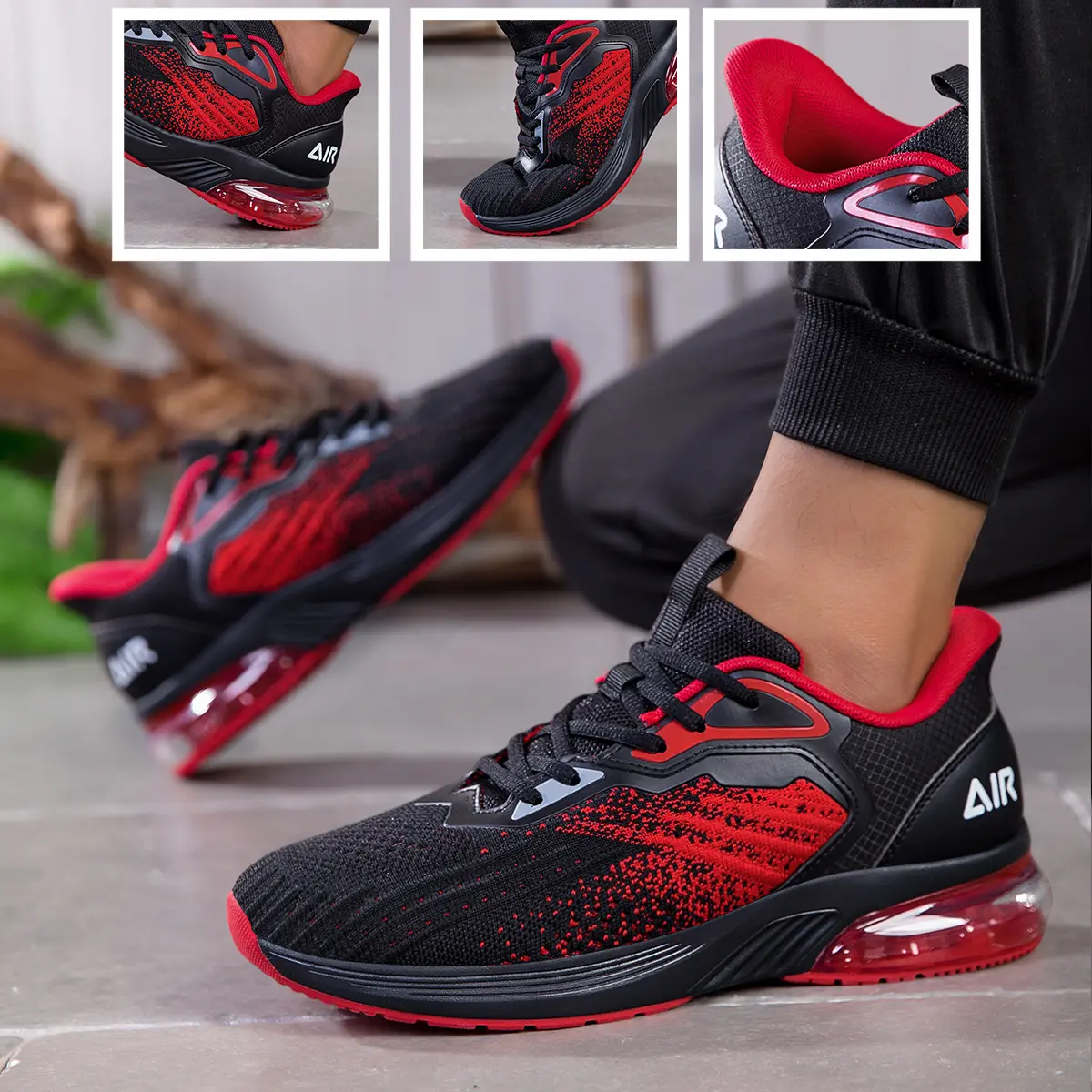 Bemiro Men's All-Season Workout Sneakers - Lightweight Running Sneaker with Cushioned Air Support, Slip-Resistant Rubber Sole, Ankle Support, Laces for Gym, Jogging, Breathable Design, Breathable Runner, Sporty Running Shoes, All Seasons, Male, Rubber Out