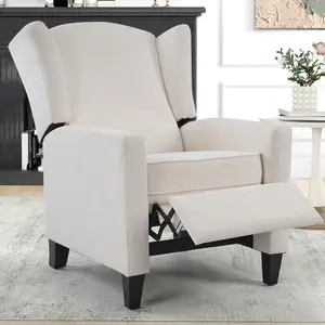 EBELLO Pushback Recliner Chair, Fabric Recliners with Padded Seat, Mid-Century Modern Reclining Chair for Living Room, Bedroom Adjustable Chaise Lounge