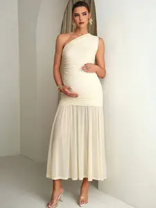MISHELLA Maternity Dress Apricot-Colored Dress High Elasticity And Elegance