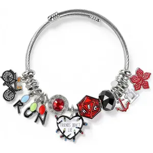 Vintage Ornamental Charm Bracelet–Open Cuff with Guitar Pick Dice Symbolic Pendants, Adjustable Retro Gift for Women Men Valentines Day Gifts for Birthday Party Favors Easter Basket Stuffers