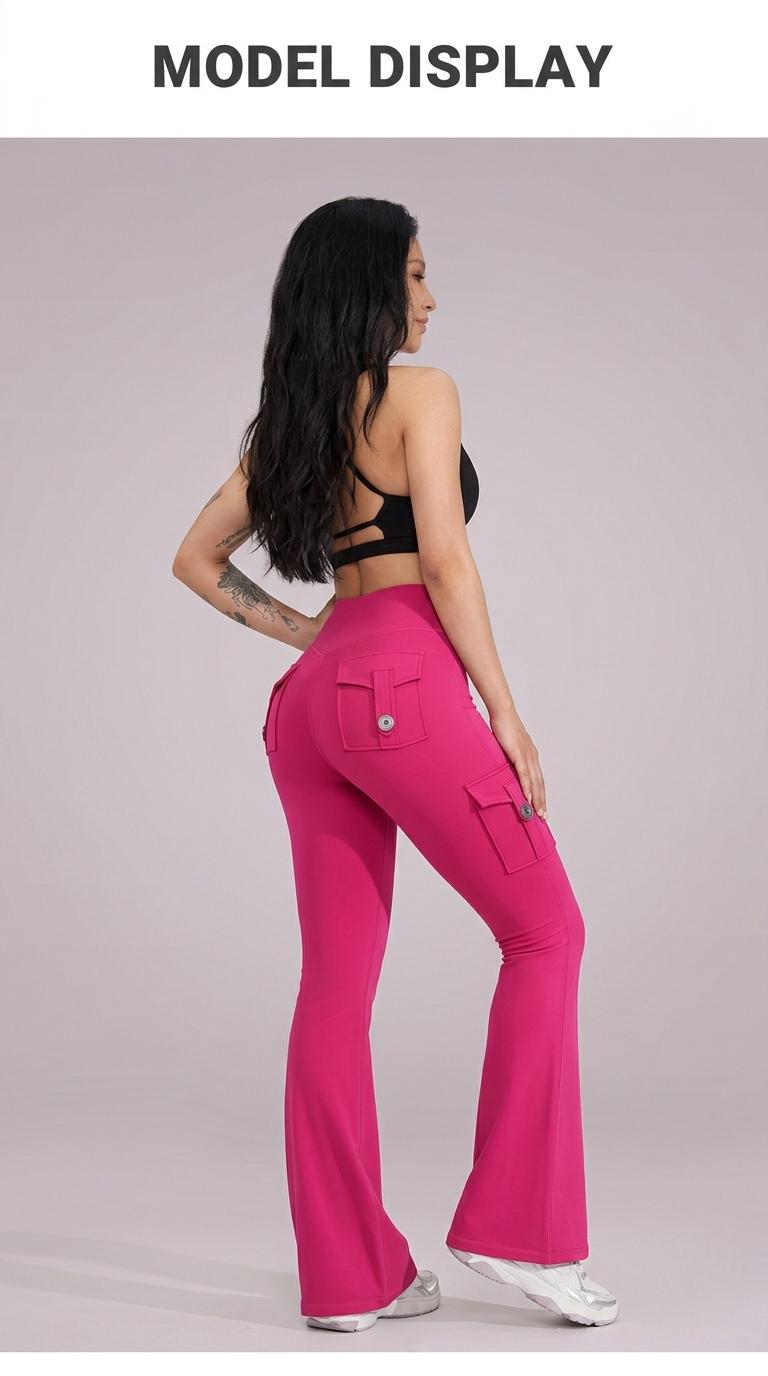 Flare Leggings with Pockets for Women Scrunch Workout Leggings Butt Lifting Gym Yoga Pants for Women Fitness Tights Leggings Hidden Scrunch High Waisted Cargo Gym Yoga No Front Seam Leggings Flared Joggers Fitness Outfit Camouflage Sports Pants