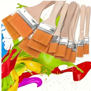 12 Pieces Art Paint Brush Set - Versatile Flat Hake Brushes with Durable Nylon Bristles for Watercolor, Varnish, Ceramic and Pottery Painting - Perfect Assortment for Artists