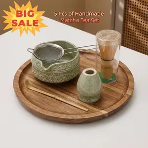 Japanese Cherry Blossom Matcha Bowl Set, Home Use Simple Matcha Tools, Matcha Whisk, Beginner Friendly, 5-Piece Set, Ideal for New Users