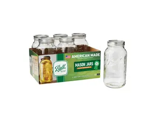 Ball 64 oz Mason Jars, Wide Mouth Half Gallon Canning Jars with Lids and Rings, 6-Pack Extra Large Glass Jars for Home Canning and Pantry Storage