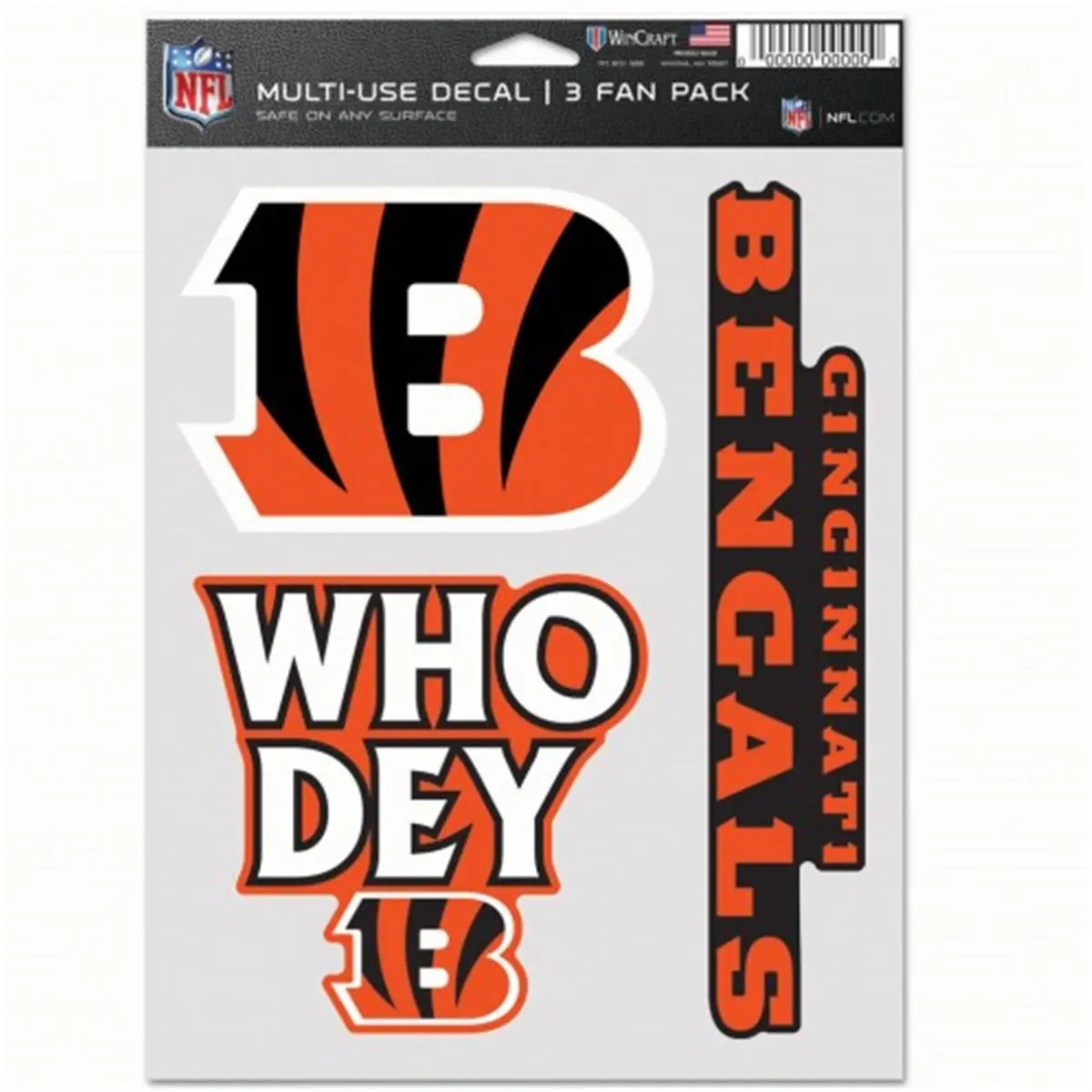 Wincraft Authentic NFL Cincinnati Bengals Sports Collectibles Fan Pack - Pack of 3 Multi-Use Team Logo Decals
