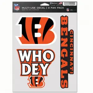 Wincraft 9416607789 NFL Cincinnati Bengals Decal Multi Use Fan - Pack of 3, Multi-Use Decals, Team Logo