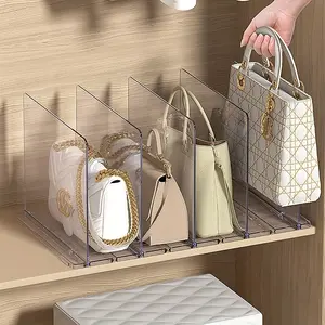 Set of 2 Transparent Acrylic Handbag Storage Boxes, Metal Frame, Clear Multifunctional Shelving for Purses and Wallets, Space-Saving Closet Dividers, Portable Standalone Display Organizer, Ideal for Home and Retail, No Power Required