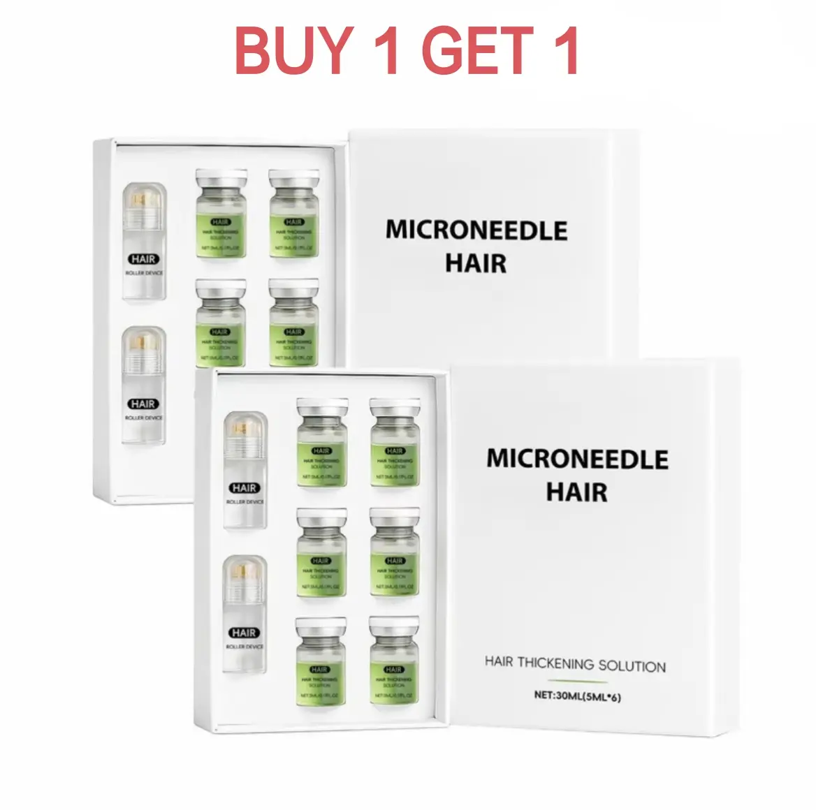 Buy 1 Get 1 Free！Nourishing Hair Roller Serum with Ginger Root Oil, Peppermint Leaf Oil, Sophorolene, Vitamin E, Ginger Hair Treatment, Daily Scalp Care, Hair Strengthening Serum, 5ML X 6 Bottles, Hair Growth Serum