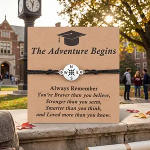 Graduation Gifts for Her Him Kindergarten Class of 2026 Cool High School College Graduation Gift 5th 8th Grade Teen Girl Boy Bracelet Women Jewelry Cards Middle School Nurse Senior Daughter Student Adjustable Cuffs in Charming Cap Box