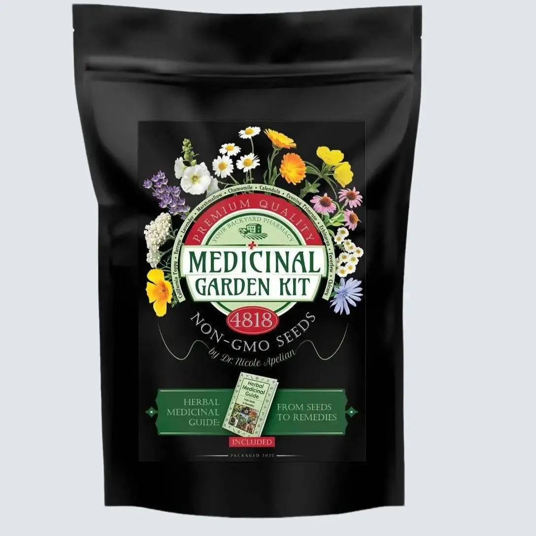 Medicinal Garden Kit | 4,818 Seeds for 10 Medicinal Plants | A Complete Natural Pharmacy in Your Backyard | Chicory, Yarrow, California Poppy, Marshmallow, Chamomile, Evening Primrose, Lavender, Echinacea, Calendula, Feverfew