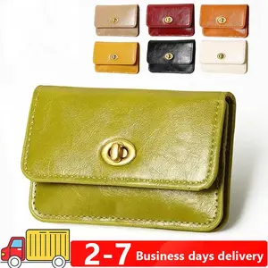 Coupon Organizer Bag, Solid Color Vintage Wallet with Lock, Multi Card Slots & Coin Pocket, Everyday Use & Gift for Women