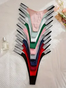 Women's Glitter Solid Color Drop Waist Thong, Regular Fit Casual Comfy Breathable Seamless Panty for Daily Wear, Ladies Underwear for All Seasons, Underwear for Women, Seamless Design