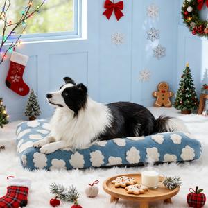 lesure waterproof pet mattress - thick shredded chopped foam pet bed with removable cover, cute modern fuzzy plush, anti slip bottom bedding