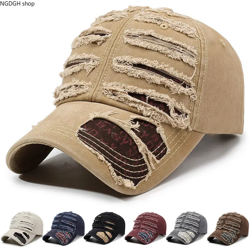 Unisex Funky Vintage Ripped Distressed Dad Baseball Cap - Multi-Color Patchwork, Adjustable Fit, Ideal for Hiking, Festivals, 90s Retro Aesthetic Sports & Outdoor Headwear