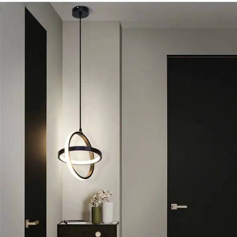Modern Nordic LED Chandelier, Dimmable Ceiling Light for Dining Room, Living Room, Bedroom, Bar Counter, Round Ring Design, My140 Model