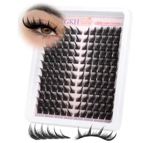 Lash Clusters Fox Eye Spikes Eyelash Extension Wispy Manga Cluster Eyelashes Fairy Spiky Cluster Eyelash Extensions 144Pcs Cat Eye Individuals Lashes Long DIY Volume Anime Lash Extension