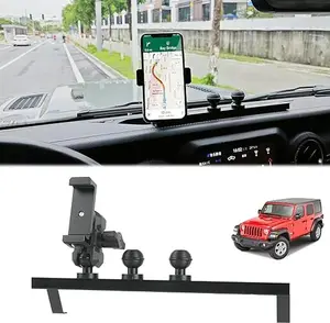 JL Dashboard Cell Phone Mount,All-Metal Structure,360° Adjustment Anti-Shake Stabilizer Phone Holder Suitable for Jeep Wrangler 2018-2023 JL JLU JT for All Smartphones(Non-Destructive Installation)