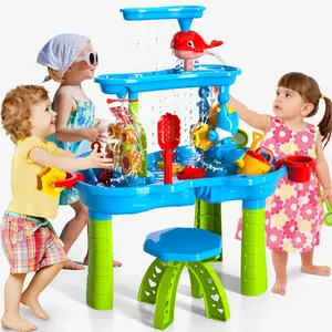 Summer Outdoor Water Play Toys, Backyard Beach Sand Water Sensory Table,Kids 3-Tier Sand and Water Table, Sensory Activity Play Table for Toddlers 3-5, Perfect Gift for Boys Girls
